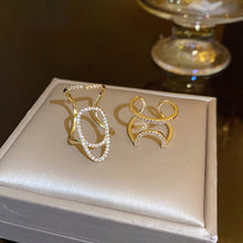 Afbeelding in Gallery-weergave laden, Geometrische diamanten open nagelring
