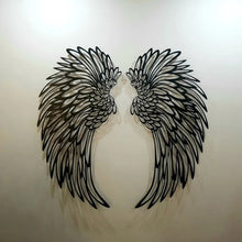 Afbeelding in Gallery-weergave laden, Black Angel Wings metalen vleugels kunst aan de muur met LED-verlichting
