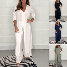 Afbeelding in Gallery-weergave laden, Casual tweedelig pak met lange top en bijpassende broek
