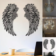 Afbeelding in Gallery-weergave laden, Black Angel Wings metalen vleugels kunst aan de muur met LED-verlichting

