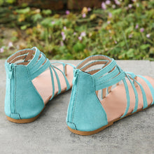 Afbeelding in Gallery-weergave laden, Platte zomersandalen met gekruiste bandjes en rits

