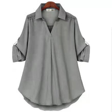 Afbeelding in Gallery-weergave laden, Los damesshirt met lange mouwen en V-hals
