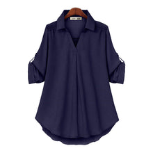 Afbeelding in Gallery-weergave laden, Los damesshirt met lange mouwen en V-hals
