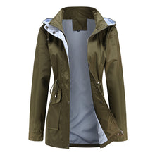 Afbeelding in Gallery-weergave laden, Waterdichte halflange trenchcoat met trekkoord in de taille
