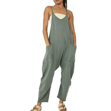 Afbeelding in Gallery-weergave laden, Effen Kleur Jumpsuit met V-hals en Slingzak
