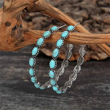 Afbeelding in Gallery-weergave laden, Vintage C-vormige Turquoise hoepel oorbellen
