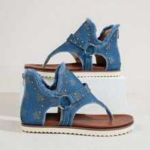 Afbeelding in Gallery-weergave laden, Dames Casual Denim Platte Sandalen met Rits
