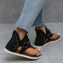 Afbeelding in Gallery-weergave laden, Dames Casual Denim Platte Sandalen met Rits
