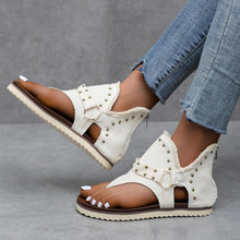 Afbeelding in Gallery-weergave laden, Dames Casual Denim Platte Sandalen met Rits
