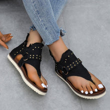 Afbeelding in Gallery-weergave laden, Dames Casual Denim Platte Sandalen met Rits
