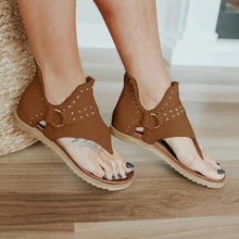 Afbeelding in Gallery-weergave laden, Dames Casual Denim Platte Sandalen met Rits
