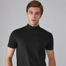Afbeelding in Gallery-weergave laden, Slim-fit T-shirt voor heren met opstaande kraag
